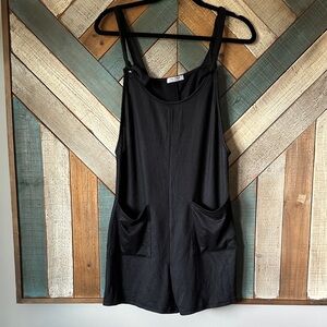 NEW! Black Ribbed Pocket Romper